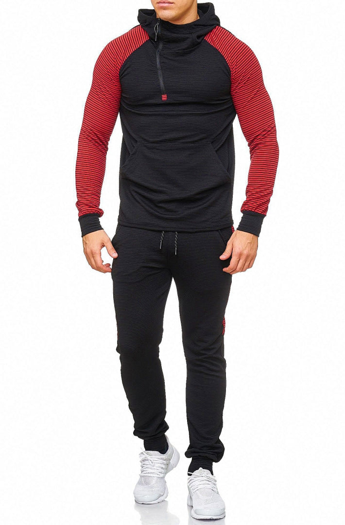 SWEAT SUIT MAN- BLACK-RED 47008-1