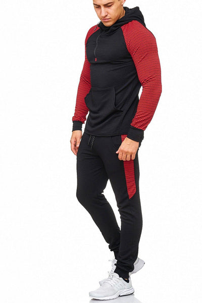 SWEAT SUIT MAN- BLACK-RED 47008-1